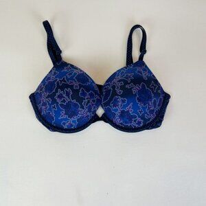 NWOT Victoria's Secret Bra 34C Push-Up Blue Floral B1790